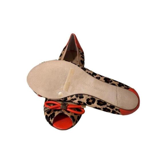 NWOT Arturo Chiang Women’s Open Toe Animal Print/Coral Ballet Flats Sz 8.5​​​​​ - Picture 9 of 11